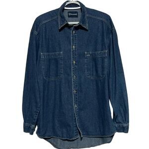 Greenwood Men's Long Sleeve Button Front Denim‎ Blue Jean Shirt Size M